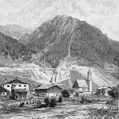 Holzstich von Klösterle um 1890