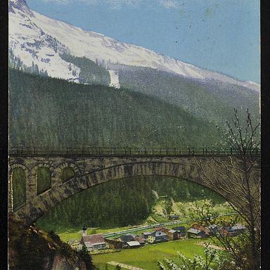 Postcard of the Wäldetobel Bridge around 1920